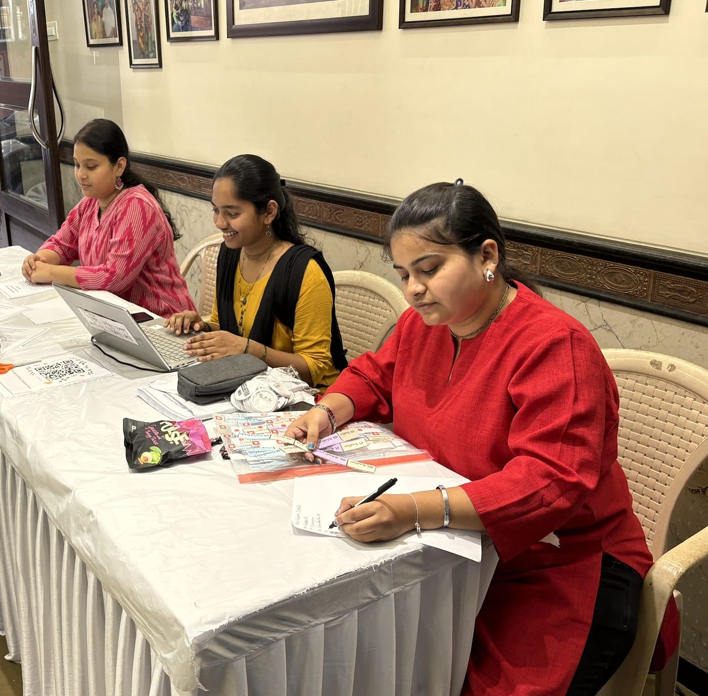 Alumni volunteers at the registration desk